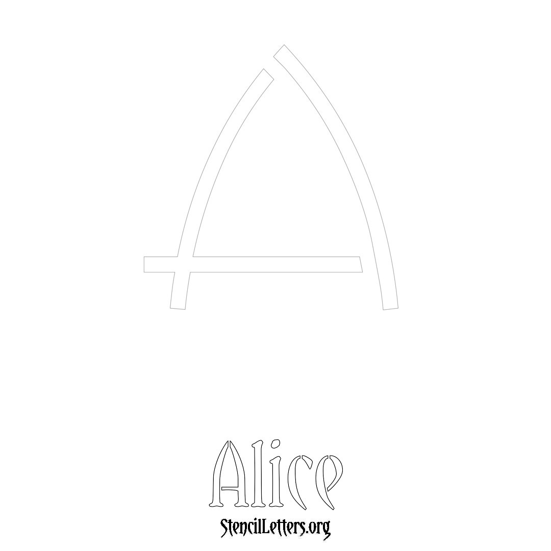 Alice printable name initial stencil in Simple Elegant Lettering