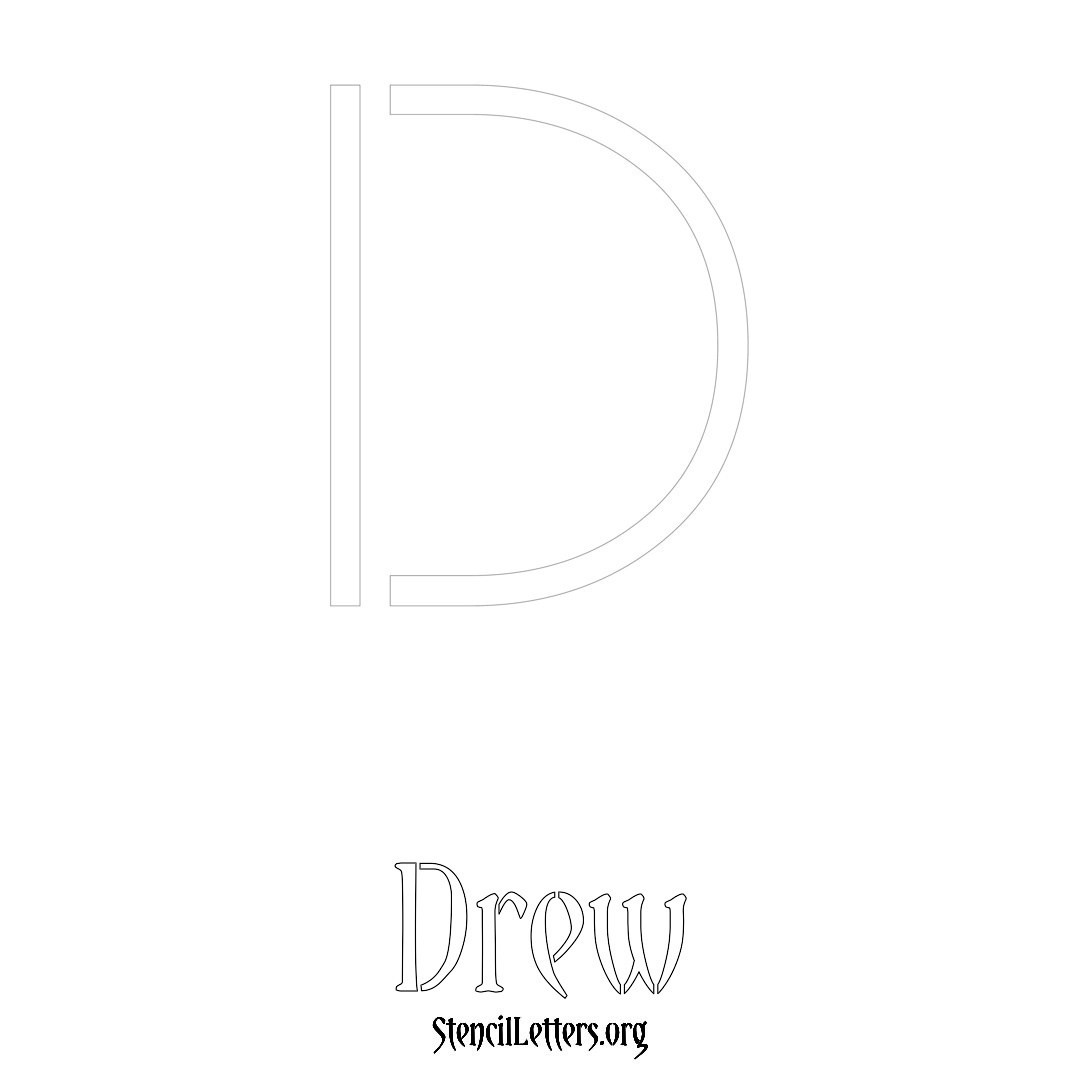 Drew printable name initial stencil in Simple Elegant Lettering