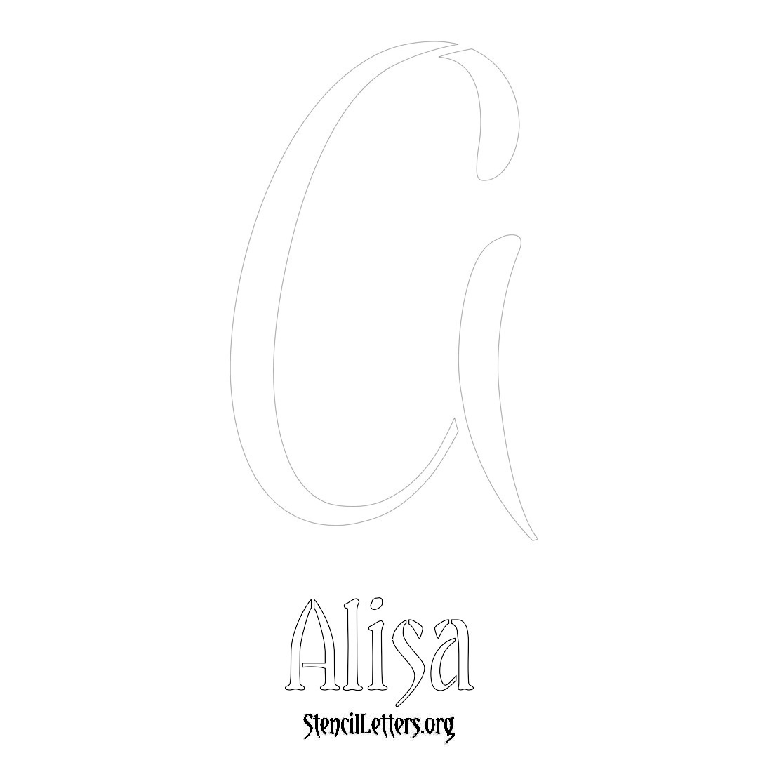 Alisa printable name initial stencil in Vintage Brush Lettering