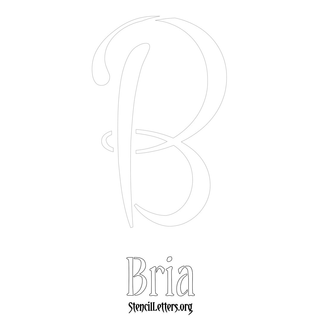Bria printable name initial stencil in Vintage Brush Lettering