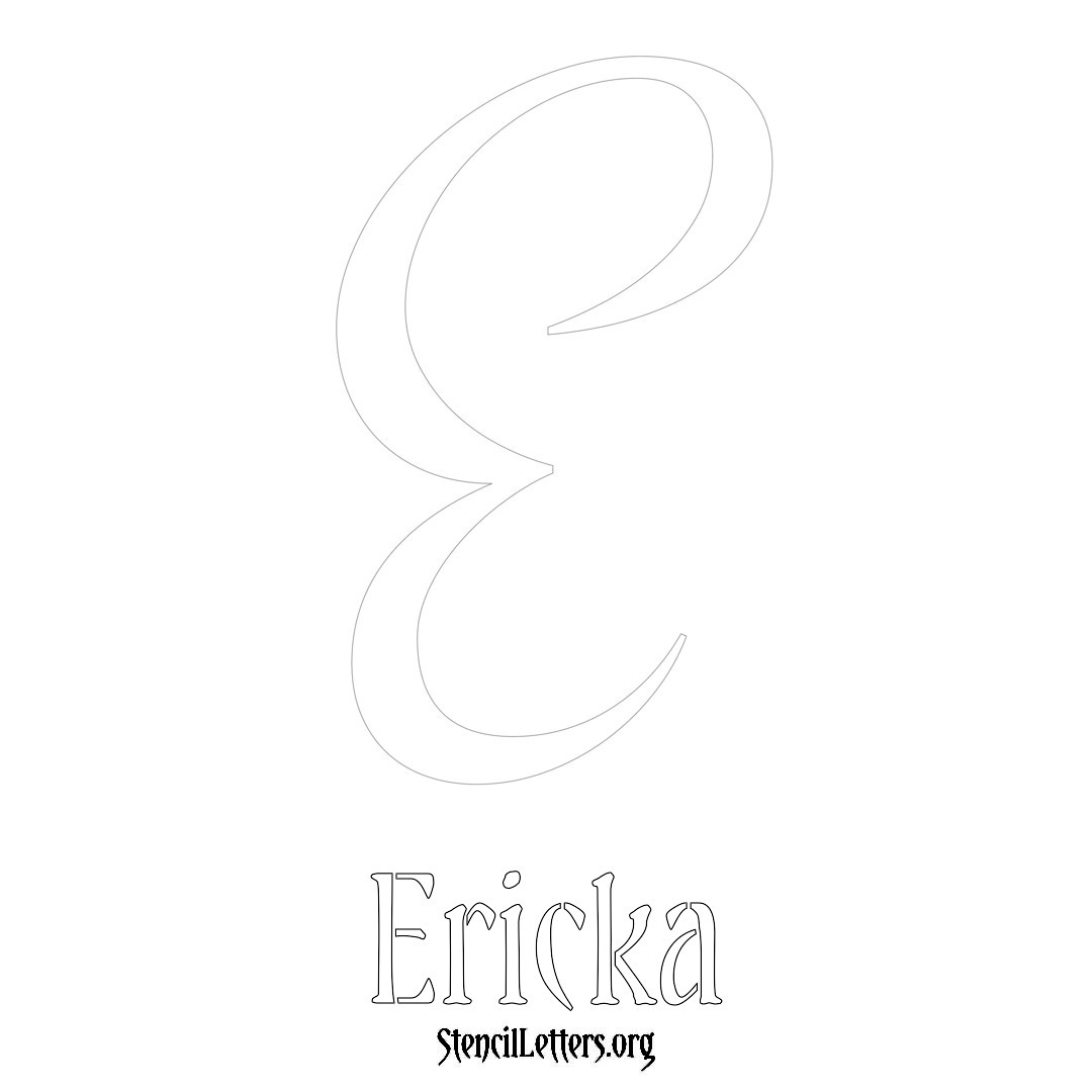 Ericka printable name initial stencil in Vintage Brush Lettering