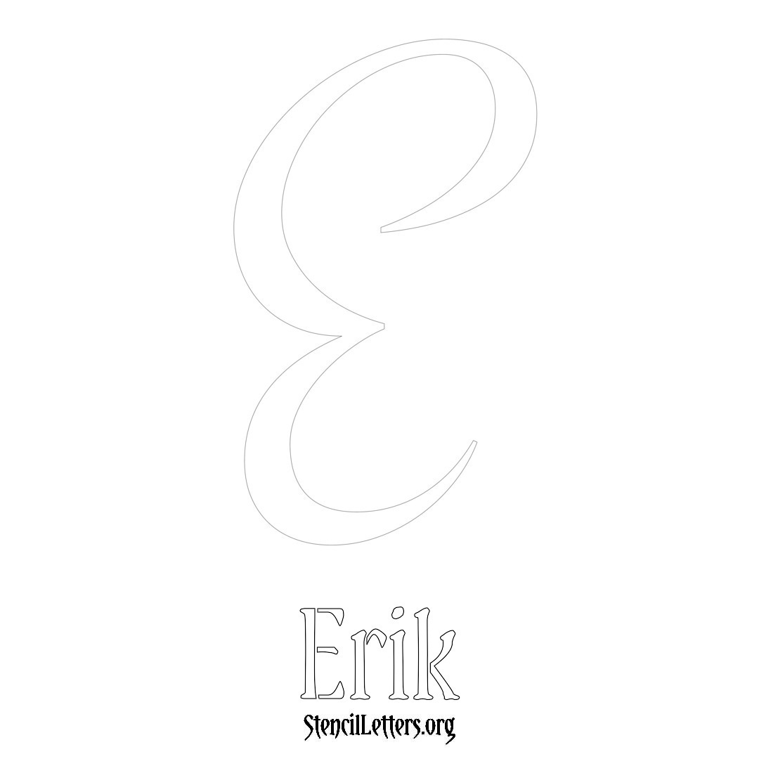 Erik printable name initial stencil in Vintage Brush Lettering