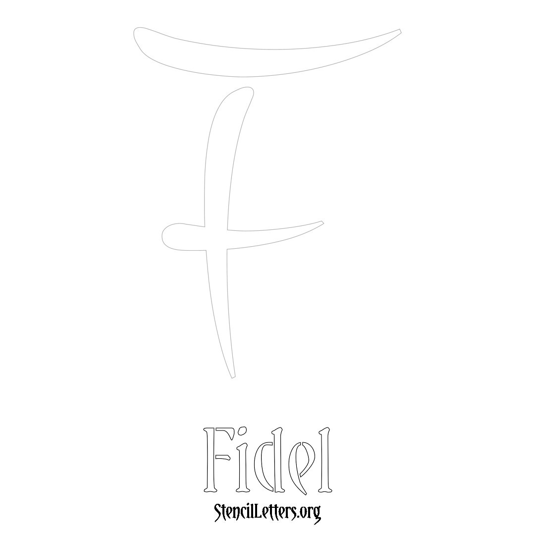 Fidel printable name initial stencil in Vintage Brush Lettering