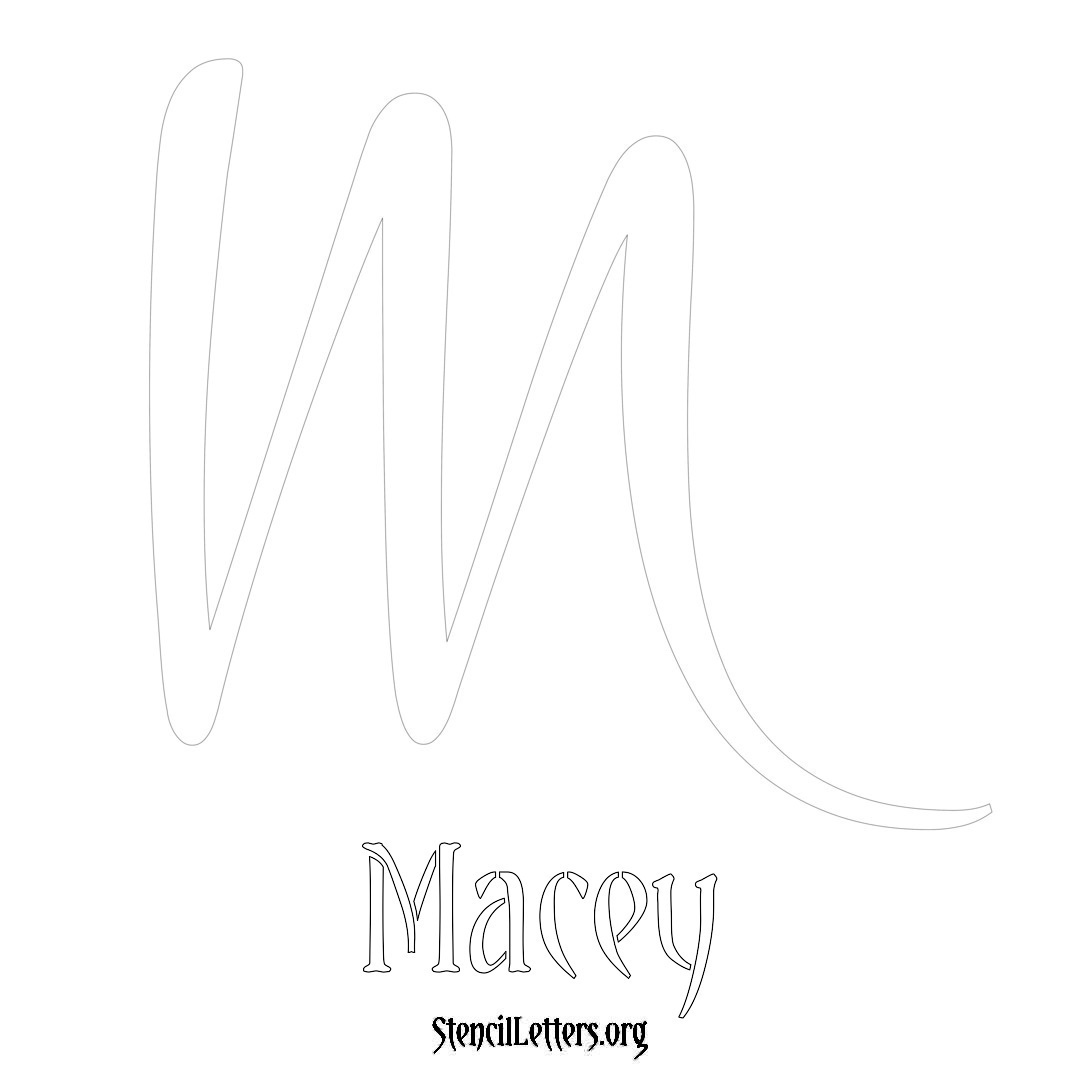 Macey printable name initial stencil in Vintage Brush Lettering