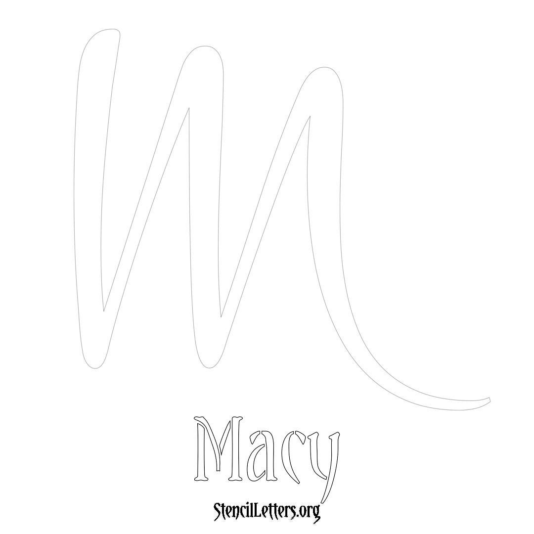 Macy printable name initial stencil in Vintage Brush Lettering