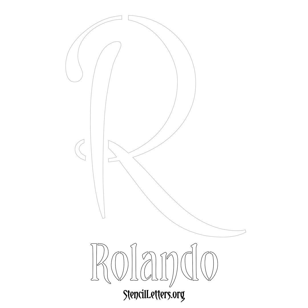 Rolando printable name initial stencil in Vintage Brush Lettering