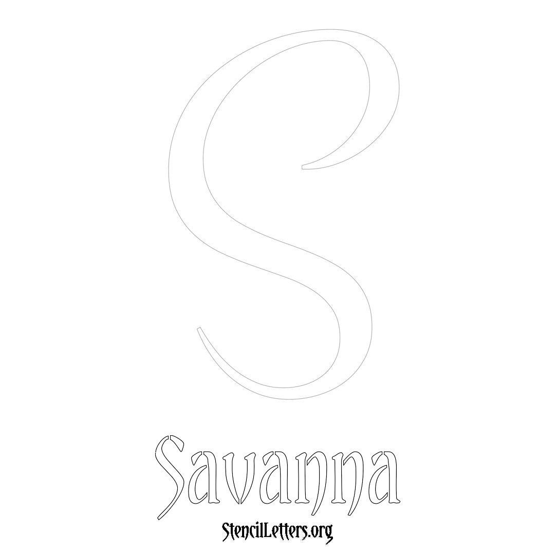 Savanna printable name initial stencil in Vintage Brush Lettering