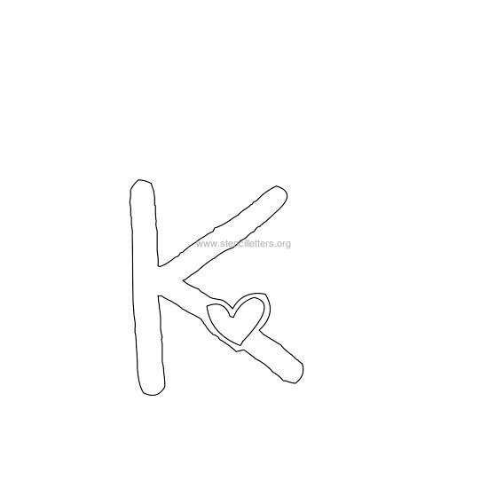 heart design stencil letter k