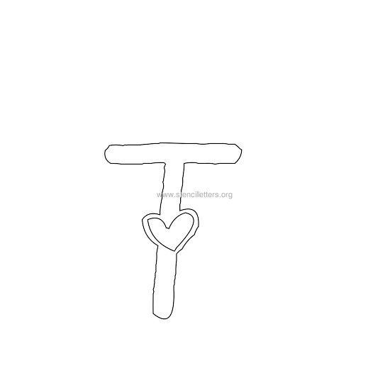 heart design stencil letter t