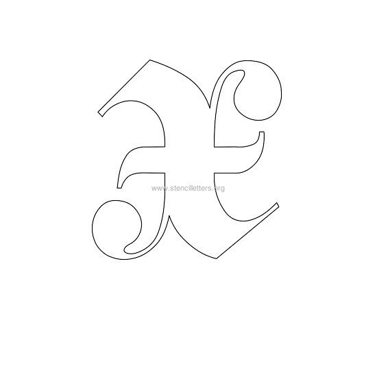 uppercase old-english wall stencil letter x uppercase old-english wall stencil letter x