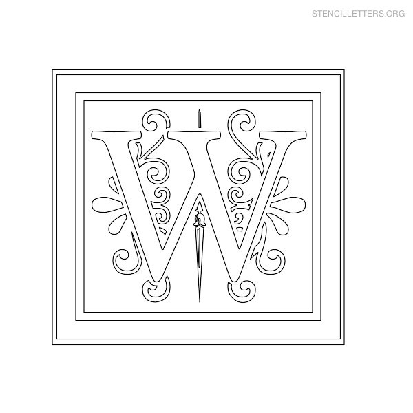 Stencil Letter Decorative W